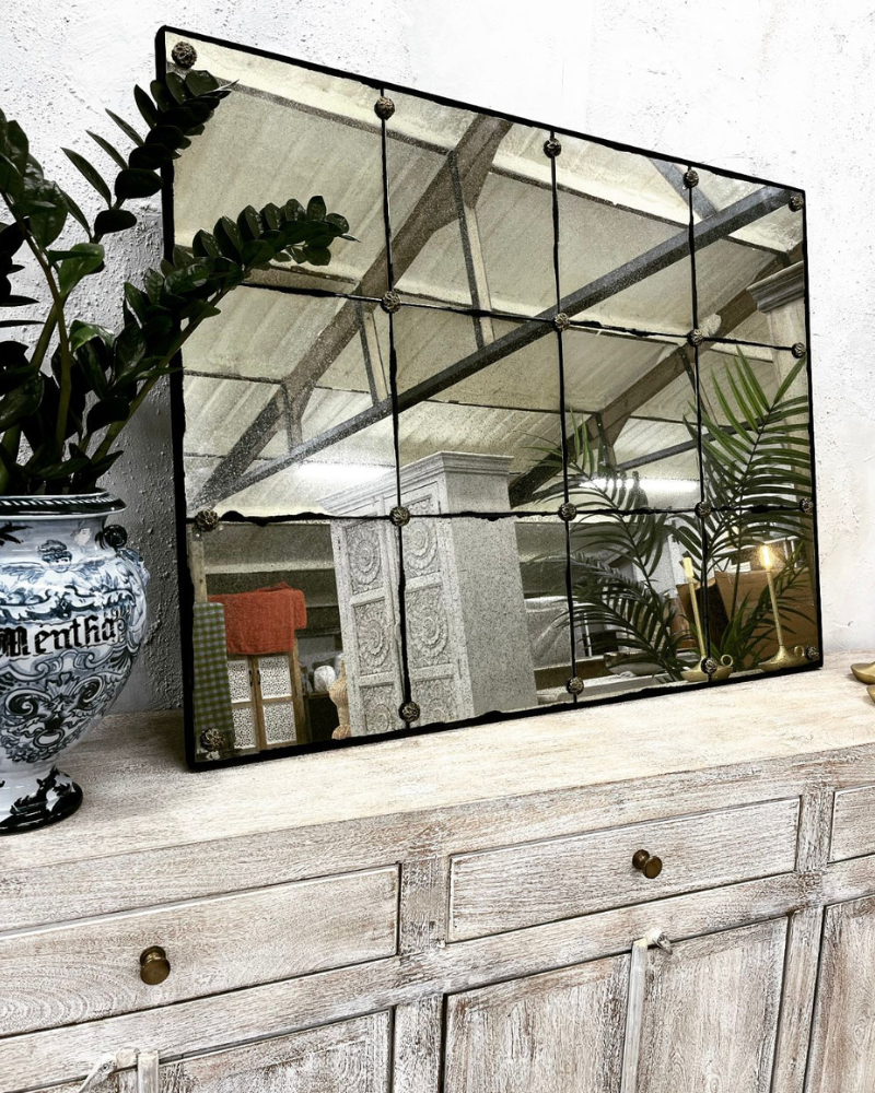 Espejos de café franceses con paneles de zorro