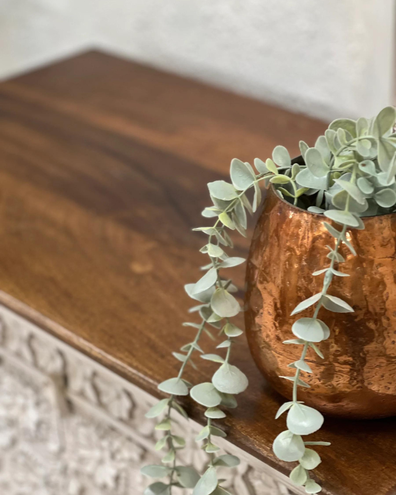 Aparador de dos puertas con pétalos tallados intrincados - (KHSD97WN)