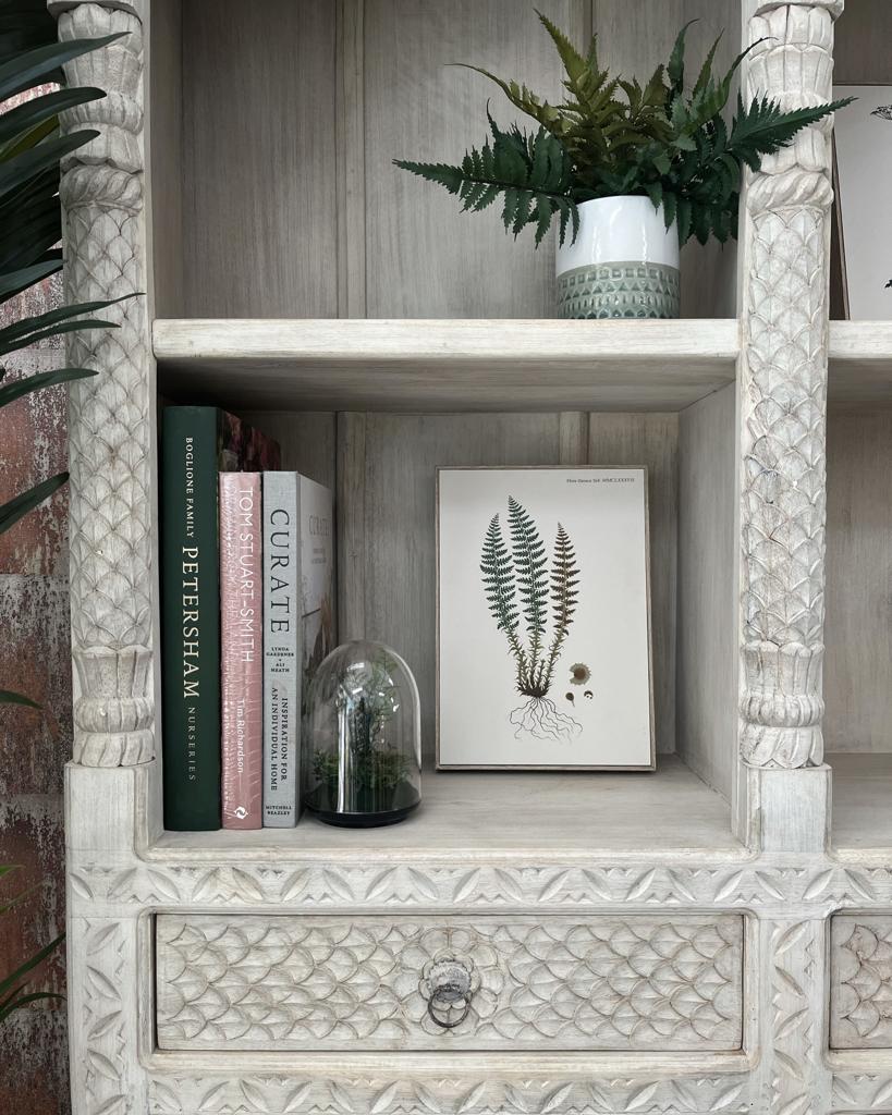 Librería de madera de mango encalada