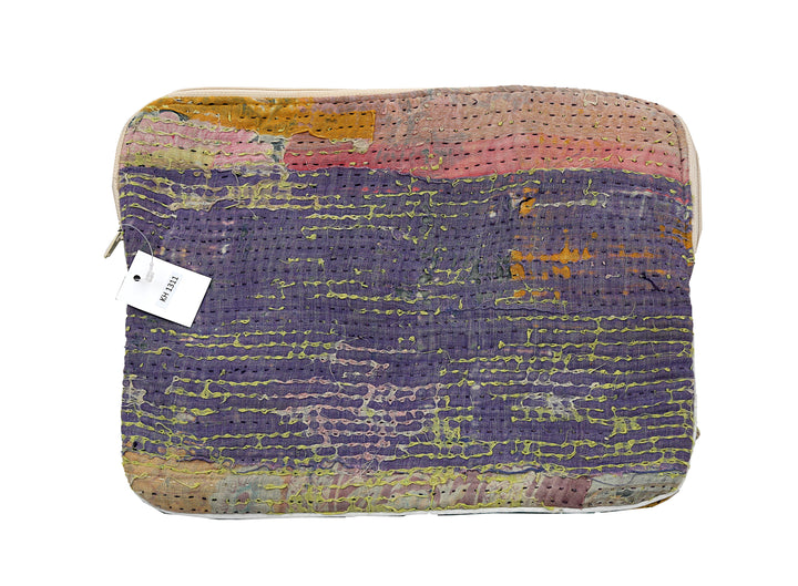 Kantha Tablet Sleeve – Lavender Patch Kantha Stitch (10")